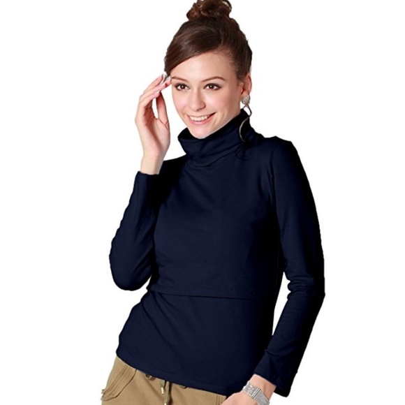Nursing turtleneck with bra shelf